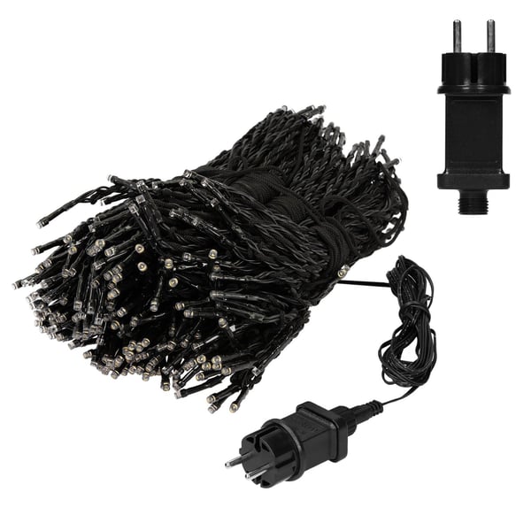 ECD Germany Flagpole Fairy Lights, 10 tråde på 8 meter med 360 LED i varm hvid til træer, inkl. 10 Huringen og 10 Kabelbindere, Sort, IP44, Udenfor