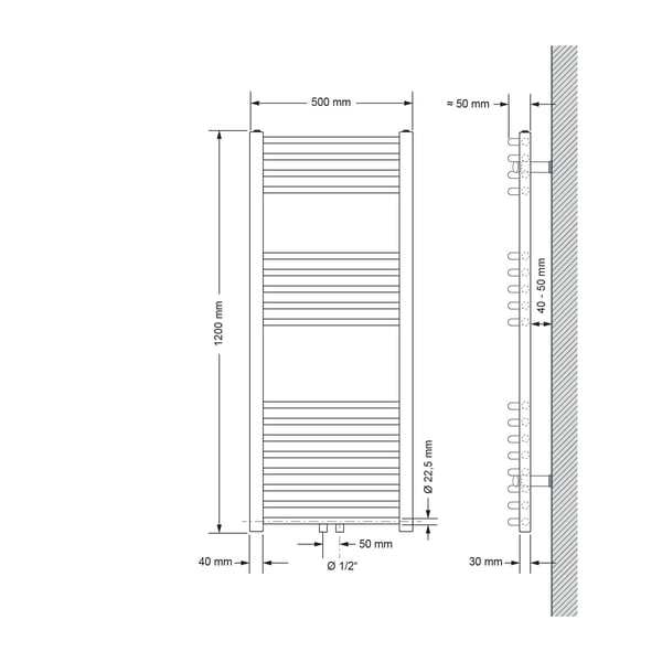 Jäähdytin pyyhe jäähdytin pyyhe lämmitin pyyhekuivain 500 x 1200 mm
