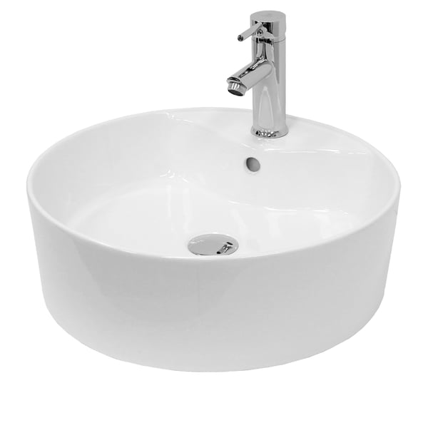 ECD Germany tvättställ handfat inkl. Avfallssats utan överflöde - 460 x 460 x 155 mm - gjord av keramik - vit - bänkskiva bänkskiva tvättställ