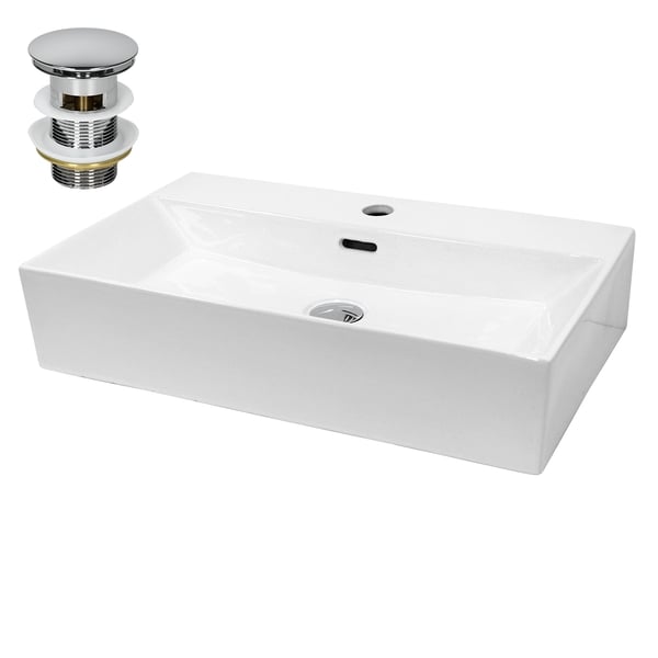ECD Germany håndvask håndvask inkl. Affaldssæt med overløb - 515x360x130 mm - lavet af keramik - kantet - hvid - bordplade håndvask bordplade håndvask