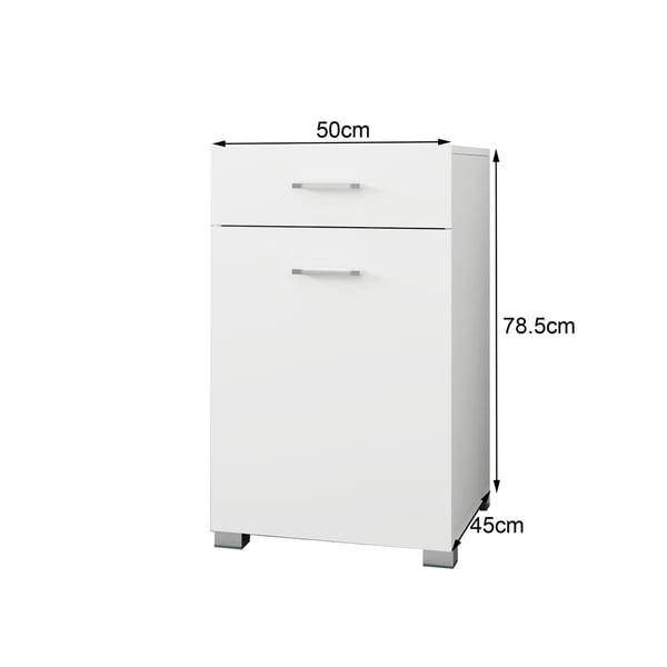 ML Design Vaskeri Kabinet med udfoldet Tøjvask Taske, Hvid, 50 x 78,5 x 45 cm, Vaskeri Samler med skuffer, masser af opbevaringsplads