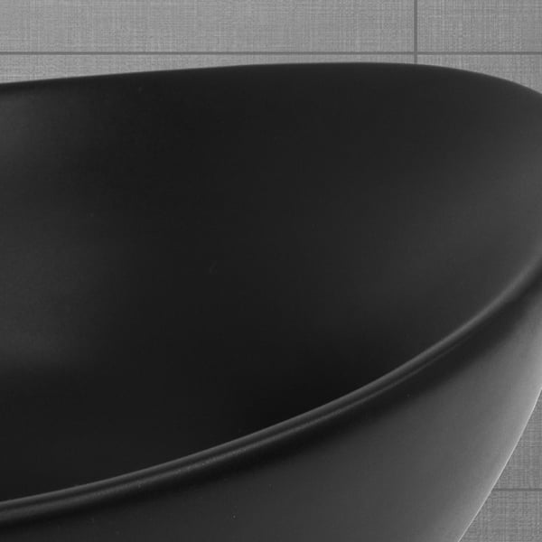 ML Design keramisk vask i sort matte 41x33.5x14.5cm, oval fastgørelsesvask, moderne forfængelighed