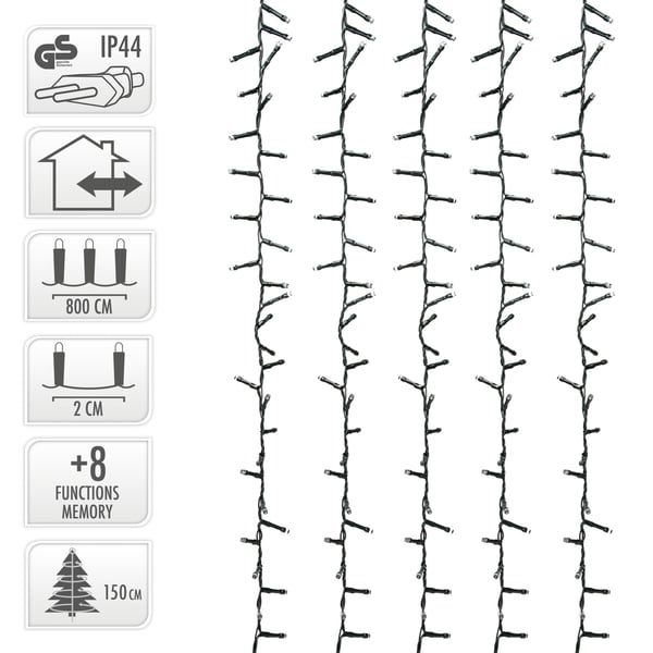 Juletræ dekoration LED Cluster Light Chain 8 m med 400 LED'er Warm White IP44