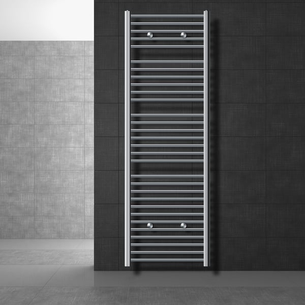 Radiator håndklæde ECD Germany Model Sahara 600 x 1800 mm krom lige med sidetilslutning håndklædeholder