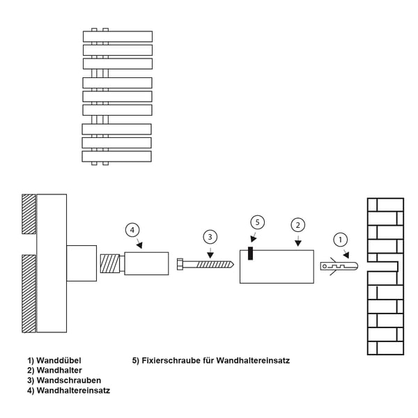 Montering materiale radiator montering hardware design radiatorer Antracit sæt