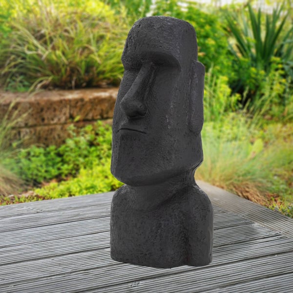 Påskeøen Moai Rapa Nui Deco Figur Have Figur Skulpturhoved Antracit