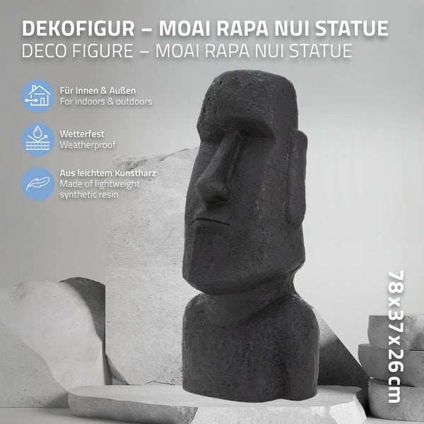 Påskeøen Moai Rapa Nui Deco Figur Have Figur Skulpturhoved Antracit