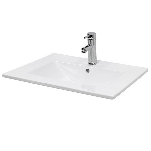 ECD Germany Håndvask Håndvask 610 x 465 x 175 mm keramisk hvid Indbygget håndvask Indbygget håndvask Vaskeskål Håndvask Indbygget håndvask Bordplade