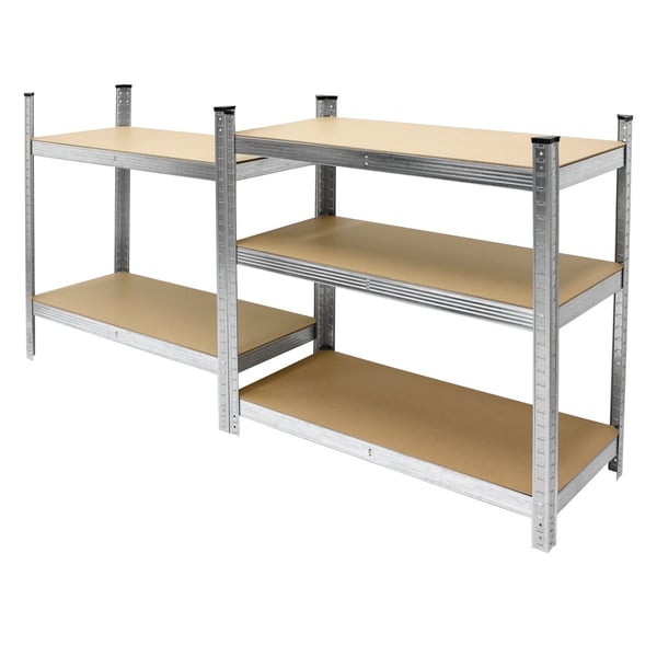 Værkstedsreol sølv 200x100x50 cm fremstillet af MDF og metal op til 750 kg