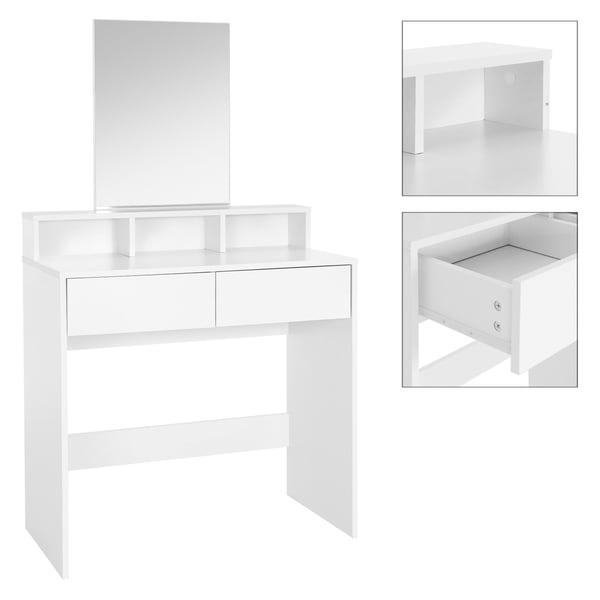 Garderobeskab med rektangulært spejl 80x40x140 cm Hvid spånplade ML Design