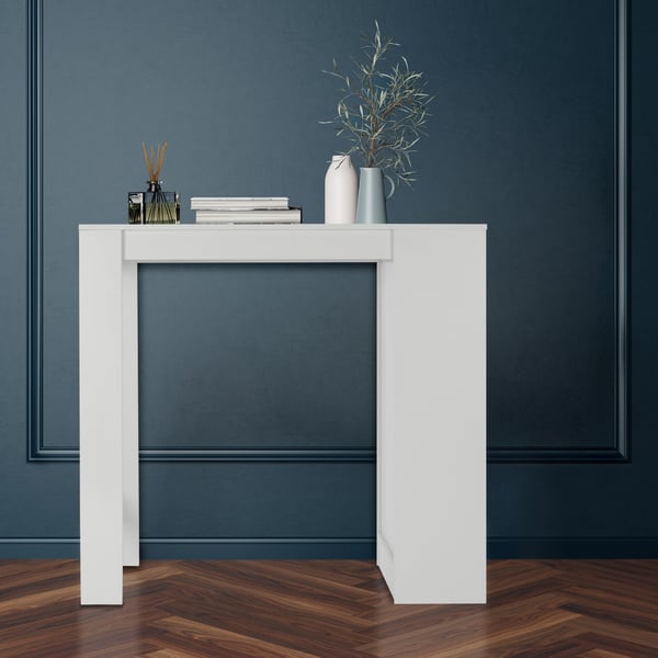ML Design bar bord med 3 opbevaringsområde, 110x50x103 cm, hvid, melaminbelagt spånplade, moderne design, bar bord med 3 hylder