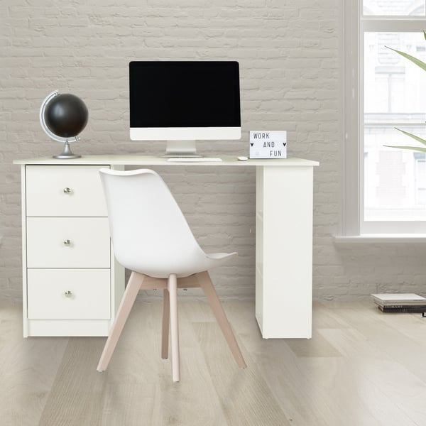 ML-Design skrivebord med 3 skuffer og 3 hylder, opbevaring, hvid, 120x49x72 cm, Computer bord Office-bord Desk laptop bord opbevaring hylde PC bord ML-Design skrivebord med 3 skuffer og 3 hylder, opbevaring, hvid, 120x49x72 cm, Computer bord Office-bord Desk laptop bord opbevaring hylde PC bord