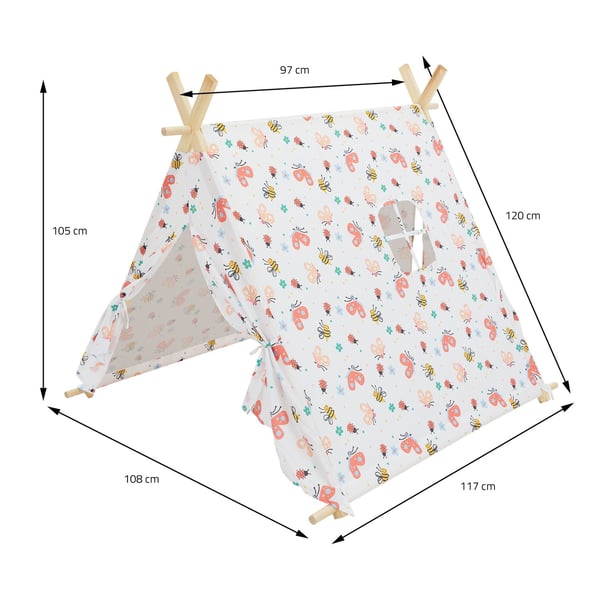 ECD Germany Tipi Play Telt til børn med 2 døre og et vindue, 108x105x117cm, te Pee Nursery Indian Tent Børns Room Playehouse til piger / drenge