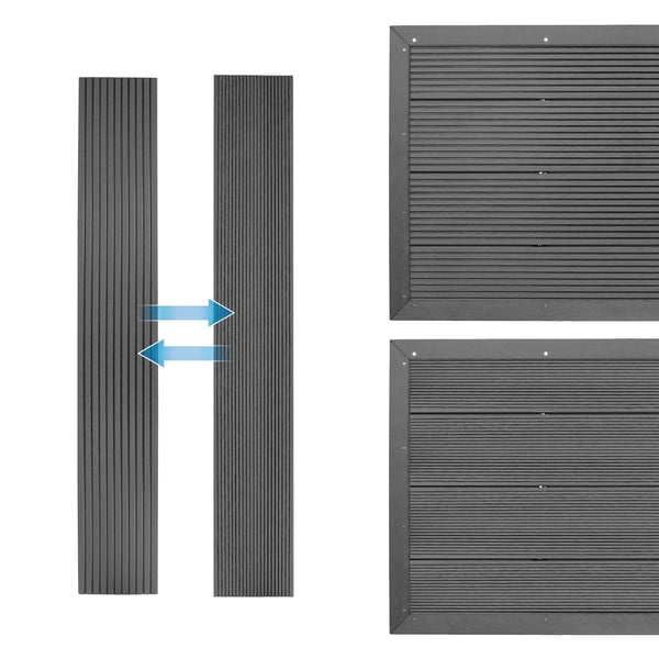 ML-Design WPC lattiaelementti aurinkosuihkulle; uima-allasportaalle tai uima-altaalle; tummanharmaa; 101 x 63 x 5;5 cm; liukumaton alusta;