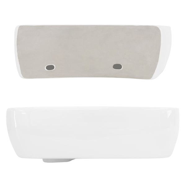 ML-Design Keramisk Hvid Vask 45x27x13 cm; Firkantet; Hanehul til højre; Vægmontering/Opvaskvask; Design Håndvask med Overløb; Hængevask; Håndvask