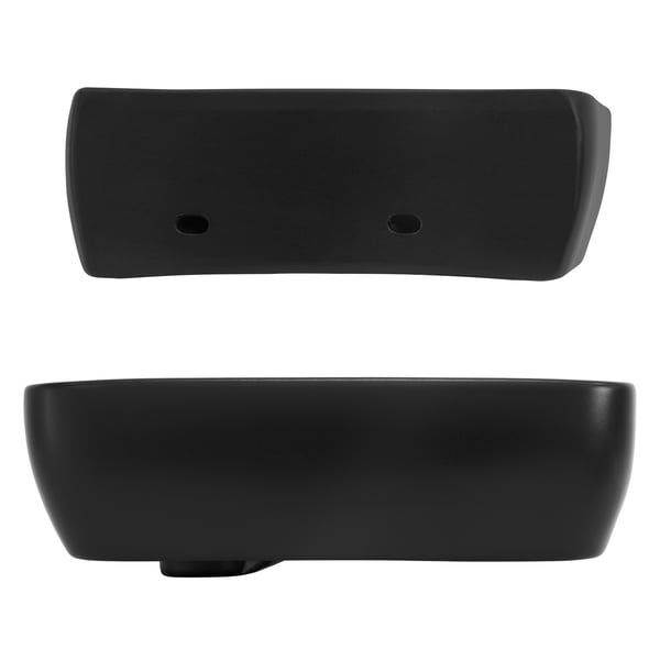 ML-Design Keramisk Vask i Mat Sort 45x27x13 cm; Firkantet; Hanehul til Højre; Vægmontering/Overfladevask; Design Håndvask med Overløb; Overfladevask