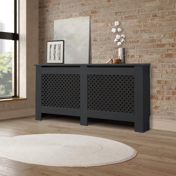 ML Design Radiator Trim med Honeycomb Pattern 152x19X82cm Grå Tillverkad av MDF Lackerad Till Sovrum Vardagsrum