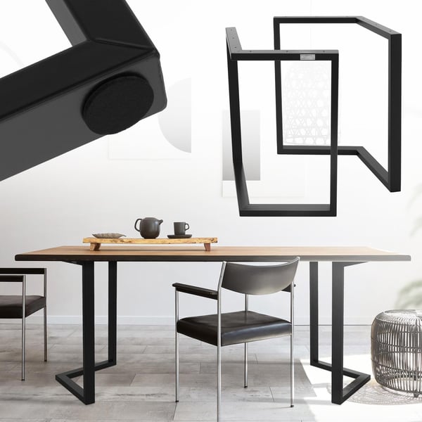 ML-Design 2-pack Bordben ARROW B70xH72 cm V-form; Svart Metall; Industriell design; Benställning för matbord & skrivbord; Bordstativ Bordben