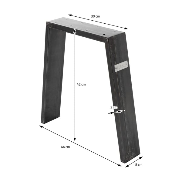 ML-Design 2 stk. Bordben Loft 44x42 cm; Industriel; Profil 8x2 cm; af stål; Industrielt design; U-form; Metal bordramme scandic; Bordben Møbelben;