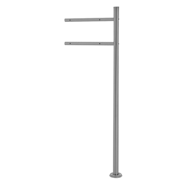 ML-Design Postkassestativ i rustfrit stål; sølv metallic; samlet højde 120 cm; rund; fritstående; postkassestolpe til skruemontering;