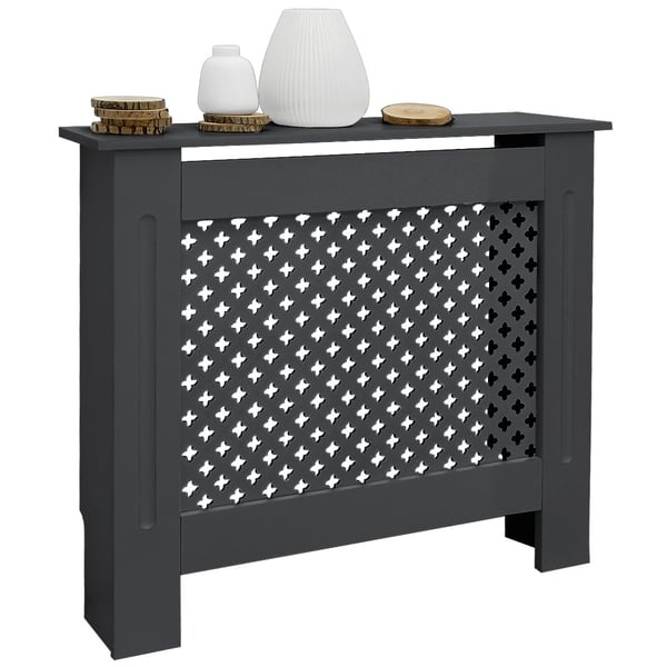 ML Design radiator beklædning med honningkage mønster 78x19x82cm grå lavet af MDF lakeret til soveværelse