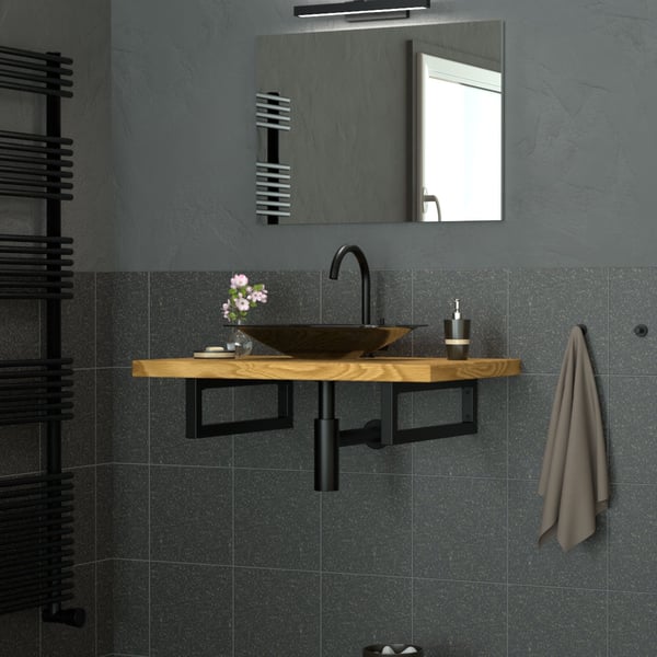 ML-Design 2 kpl seinäkonsoli pesualtaalle; 500x150 mm; musta; teräs; design pesualtaan tuki; seinäteline pesualtaan alustalle; konsolituki