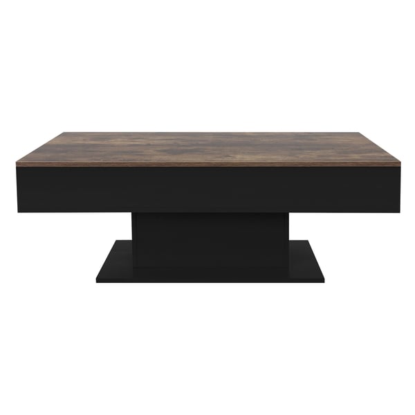 ML-Design Sofabord med 2 opbevaringsrum under skydeplade; træ-look/sort; 110x60x40 cm; stuebord med 2 opbevaringsrum; sidebord med skuffefunktion;