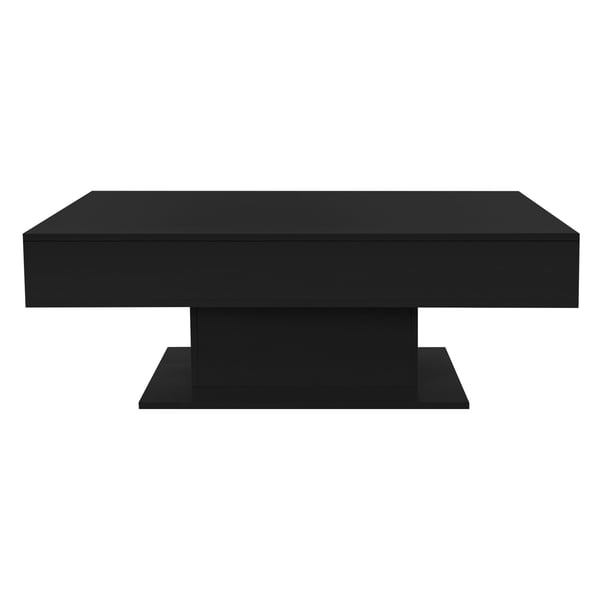 ML-Design Sofabord med 2 opbevaringsrum under skydeplade; Sort; 110 x 60 x 40 cm; Moderne stuebord med 2 opbevaringsrum; Sidebord med skuffefunktion;