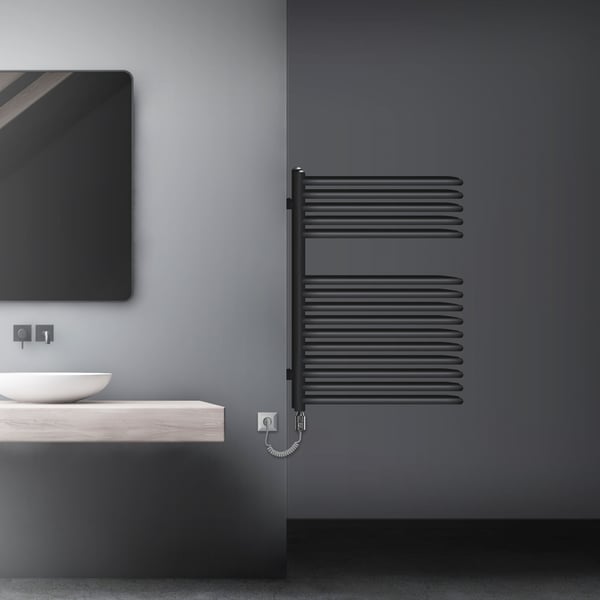 ML-Design Elektrisk Badeværelsesradiator 500x800 mm Antracit & Varmelegeme 300W; Designradiator Håndklædetørrer Håndklædevarmer Håndklæderadiator