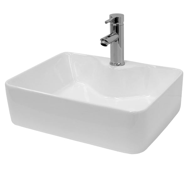 ECD Germany design-pesuallashana 480 x 380 x 140 mm sis. Jäteastian pesualtaille ilman ylivuotoa - keraaminen valkoinen työtasoinen pesuallas