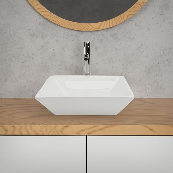 ML-Design Keramisk Hvid Vask 41x41x12 cm Firkantet inkl. Afløbsventil; Moderne Overfladevask; Design Håndvask; til Badeværelse/Gæstetoilet