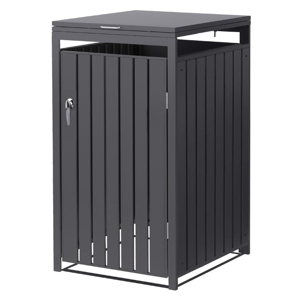 ML-Design Affaldsbeholderboks til 1 beholder; 240L; 68x80x116;3 cm; Antracit; Stål; vejrbestandig; Låsbar affaldsbeholderbeklædning med klaplåg og