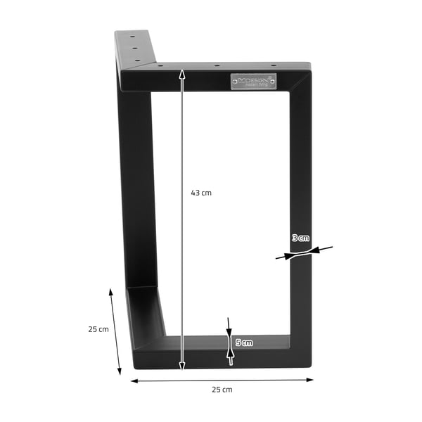 ML-Design 2-pack Bordben ARROW B38xH43 cm V-form; Metall; Svart; Industriell design; Benställning för soffbord & bänk; Bordställ Ben Möbelfötter för