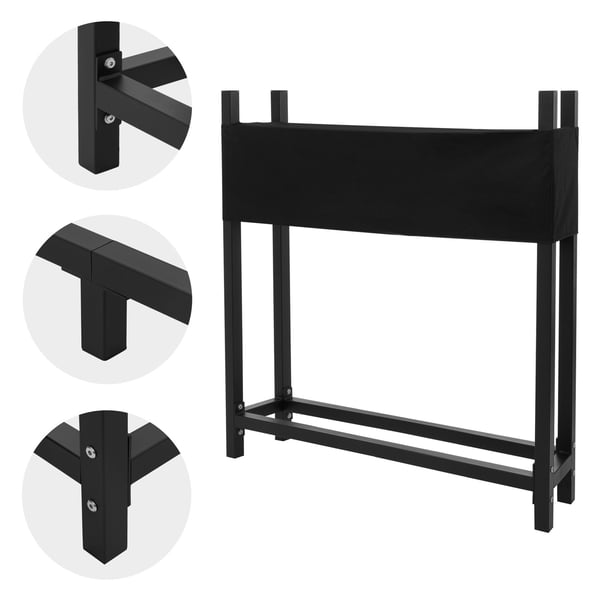 ML-Design Metal Brændekurv med låg; 113x25x115cm; Antracit; Stål; Stabelhjælp til udendørs brænde med beskyttelsesovertræk; Have brændeskur 0;5m³/1