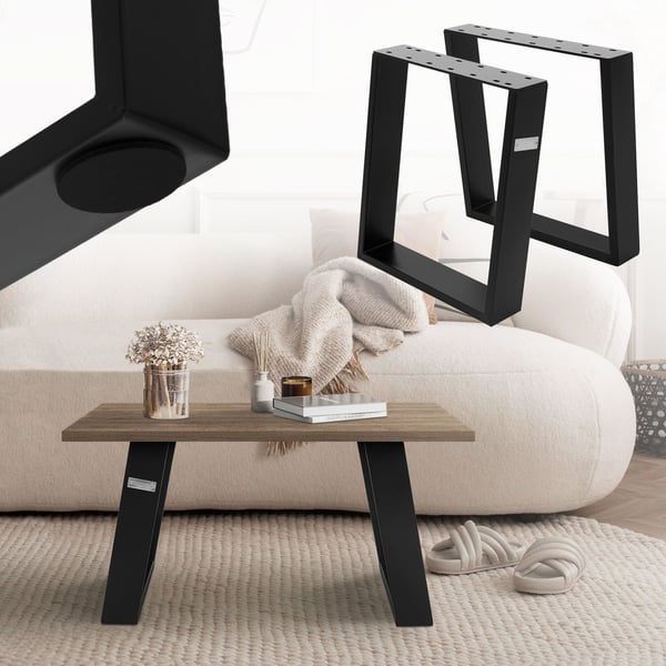 ML-Design 2 kpl pöytäjalat 80 asteen kaltevuudella; 40x43 cm; musta; profiili 8x2 cm; viistot pöytäjalat; metalliset huonekalujalat; teräksinen