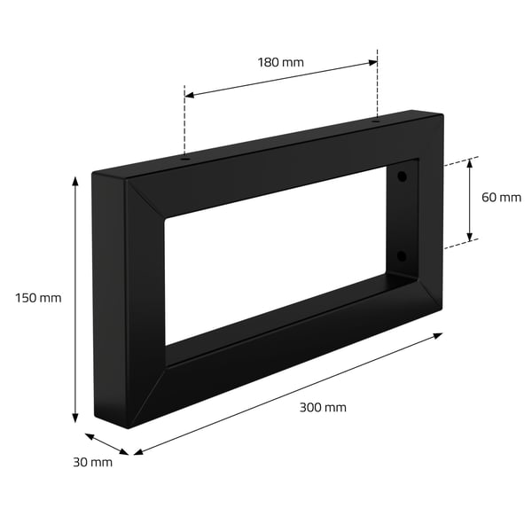 ML-Design 2-pack Väggkonsol för tvättställ; 300x150 mm; Svart; Stål; Design Tvättställshållare; Väggmontering för tvättställsskiva; Konsolhållare