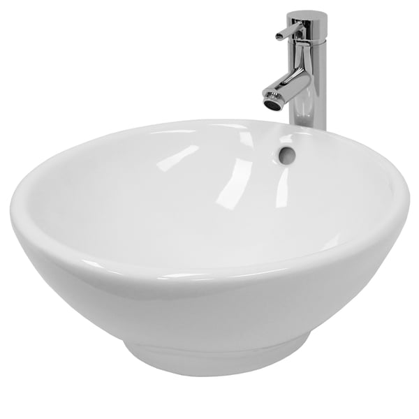 ECD Germany håndvask håndvask inkl. Affaldssæt med overløb - 420 x 420 x 170 mm - lavet af keramik - hvid - bordplade håndvask bordplade håndvask