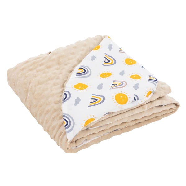 Joyz Einschlagdecke beigem Minky; 100% Baumwolle; 84x84 cm; Doppelseitig; Universal für Babyschale; Autositz; Kinderwagen oder Buggy; Kuscheldecke