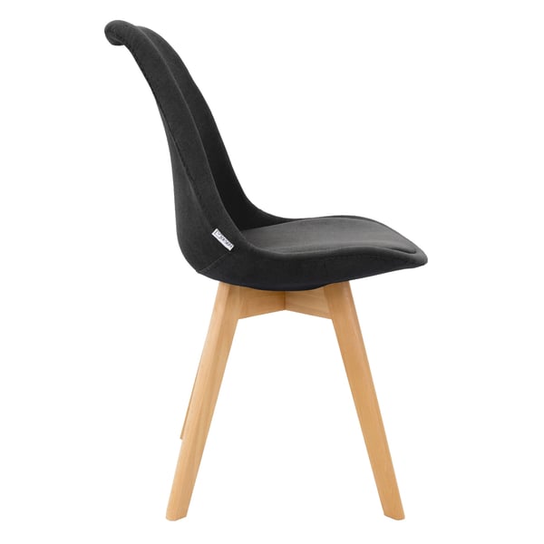 ML-Design 4-delt sæt spisestuestole med ryglæn; sort; skandinavisk retro polstret stol med bøgetræsben; linned sæde; ergonomisk køkkenstol til