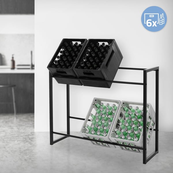 ML-Design Drikkevarekassestativ 6-8 kasser; 104x32x82;5 cm; Stål; fritstående; Stativ til drikkevarekasser; Drikkevarestativ Kassestativ