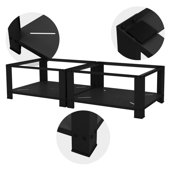 ML-Design Doppel Vaskemaskine Understel med 2 Hylder; Sort 128x54cm Stål; 2x 150kg; Stabilt Vaskemaskine Sokkel 2-Fold; 32cm Høj Podie; Højere