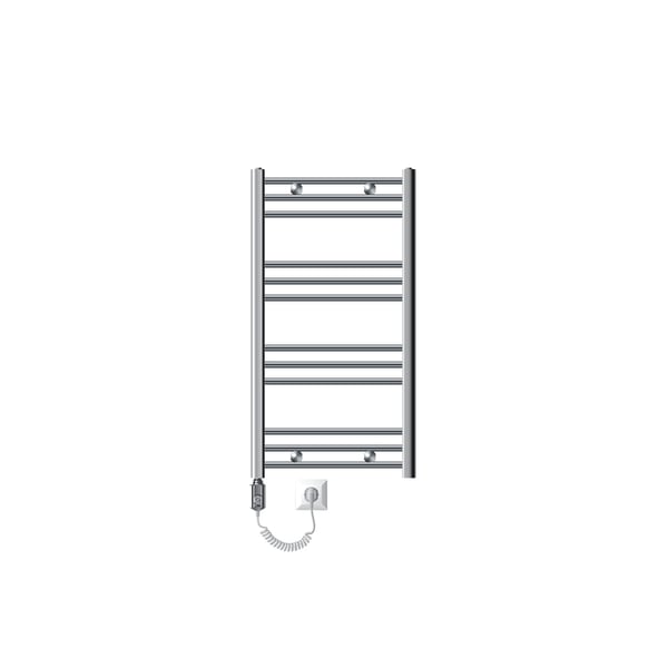 Håndklæderadiator med opvarmning element 300 W ECD Germany model Sahara 500 x 800 mm chrome bøjet side port håndklædeholder
