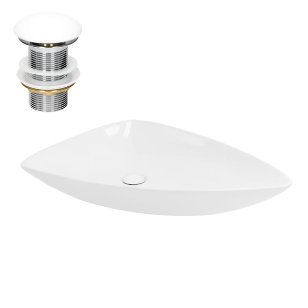 ML-Design Hvid Keramisk Vask 69x46x13 cm Trekantet inkl. Afløbsventil; Moderne Overfladevask; Design Håndvask; til Badeværelse/Gæstetoilet