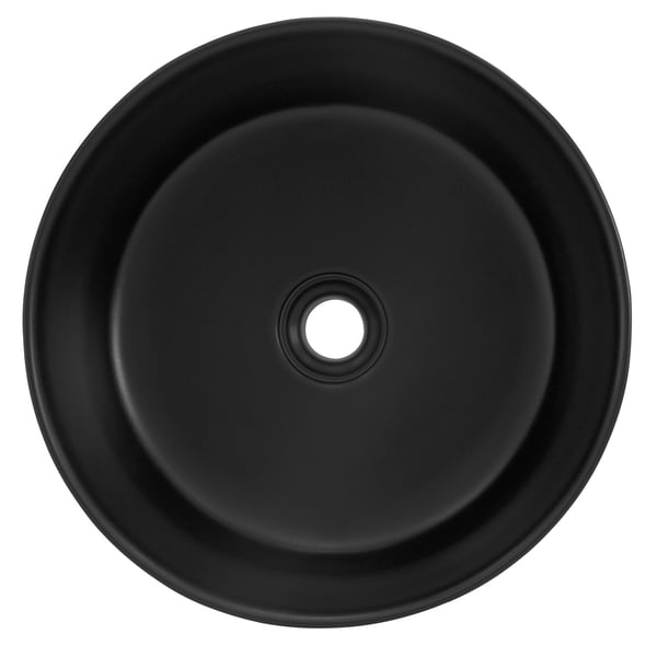 ML-Design Keramisk Vask Sort mat Ø 41x18 cm Rund inkl. Afløbsventil; Moderne Overfladevask; Design Håndvask; til Badeværelse / Gæstetoilet