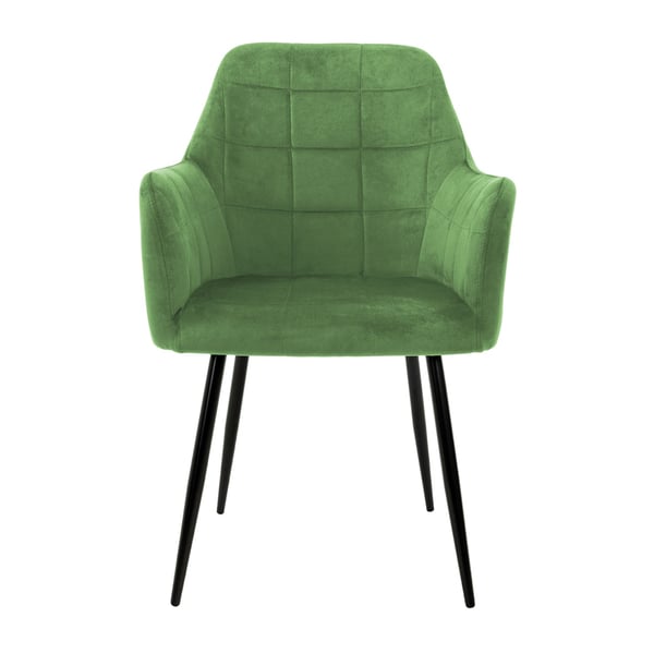 ECD Germany 4 stk. spisestuestole med ryglæn og armlæn; lysegrøn; køkkenstole med velourbetræk; polstrede stole med metalben; ergonomiske stole til
