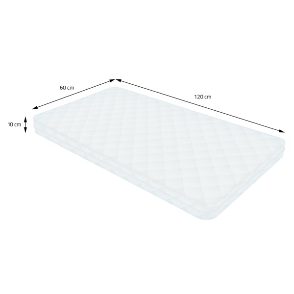 ML-Design Børnemadras 60 x 120 x 10 cm; Testet for skadelige stoffer; Øko-Tex 100 certificeret; Babymadras Juniormadras med lynlås og vaskbart