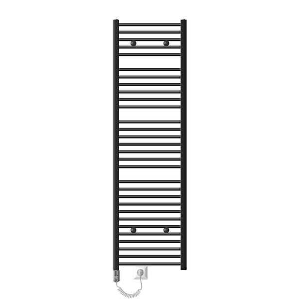 LuxeBath Elektrisk Badeværelsesradiator Sahara 500x1800 mm Antracit buet sideforbindelse & varmestav 1200W termostat & digitalt display