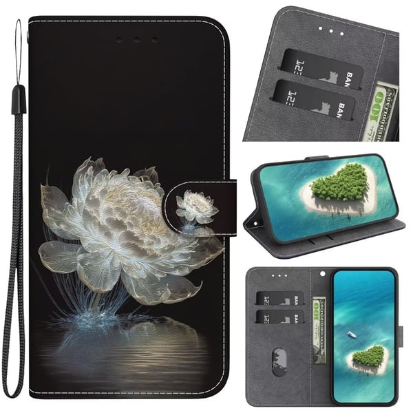 Pung Etui Samsung Galaxy A20e - Hvid Blomst