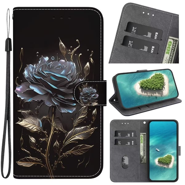 Lompakkokotelo Samsung Galaxy A26 - Musta Ruusu