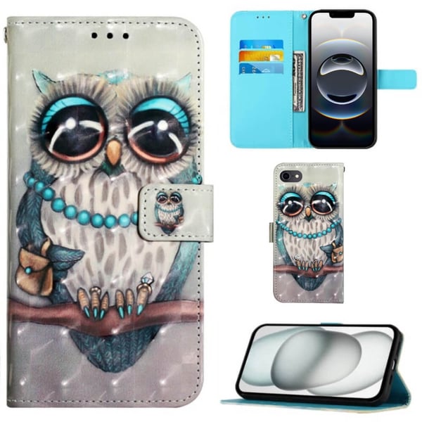 Pung Etui Apple iPhone 16e - Udsmykket Ugle